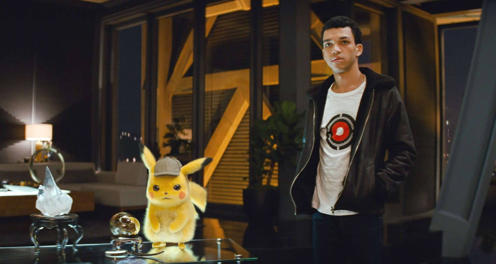 Pokemon Detective Pikachu With Justice Smith Background