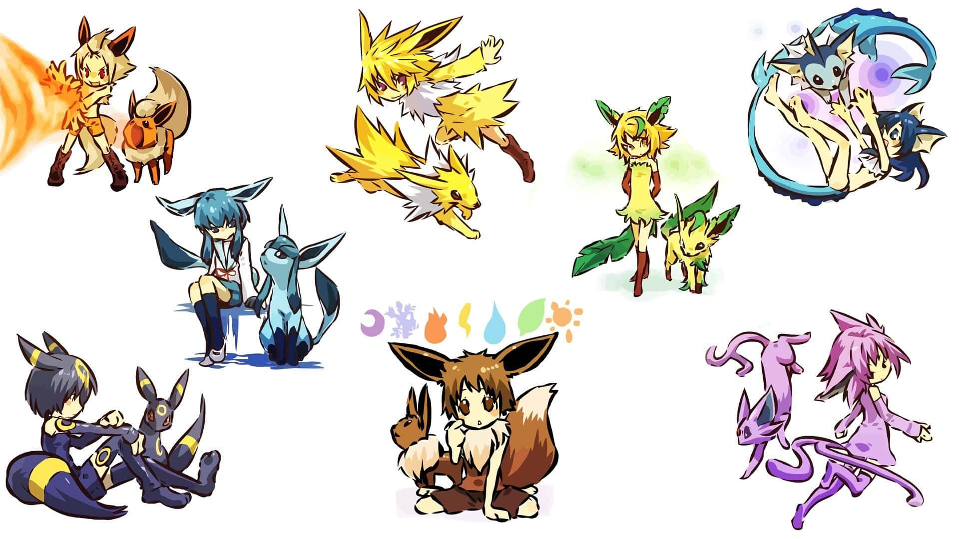 Pokemon Eevee - A Collection Of Different Pokemon Characters Background