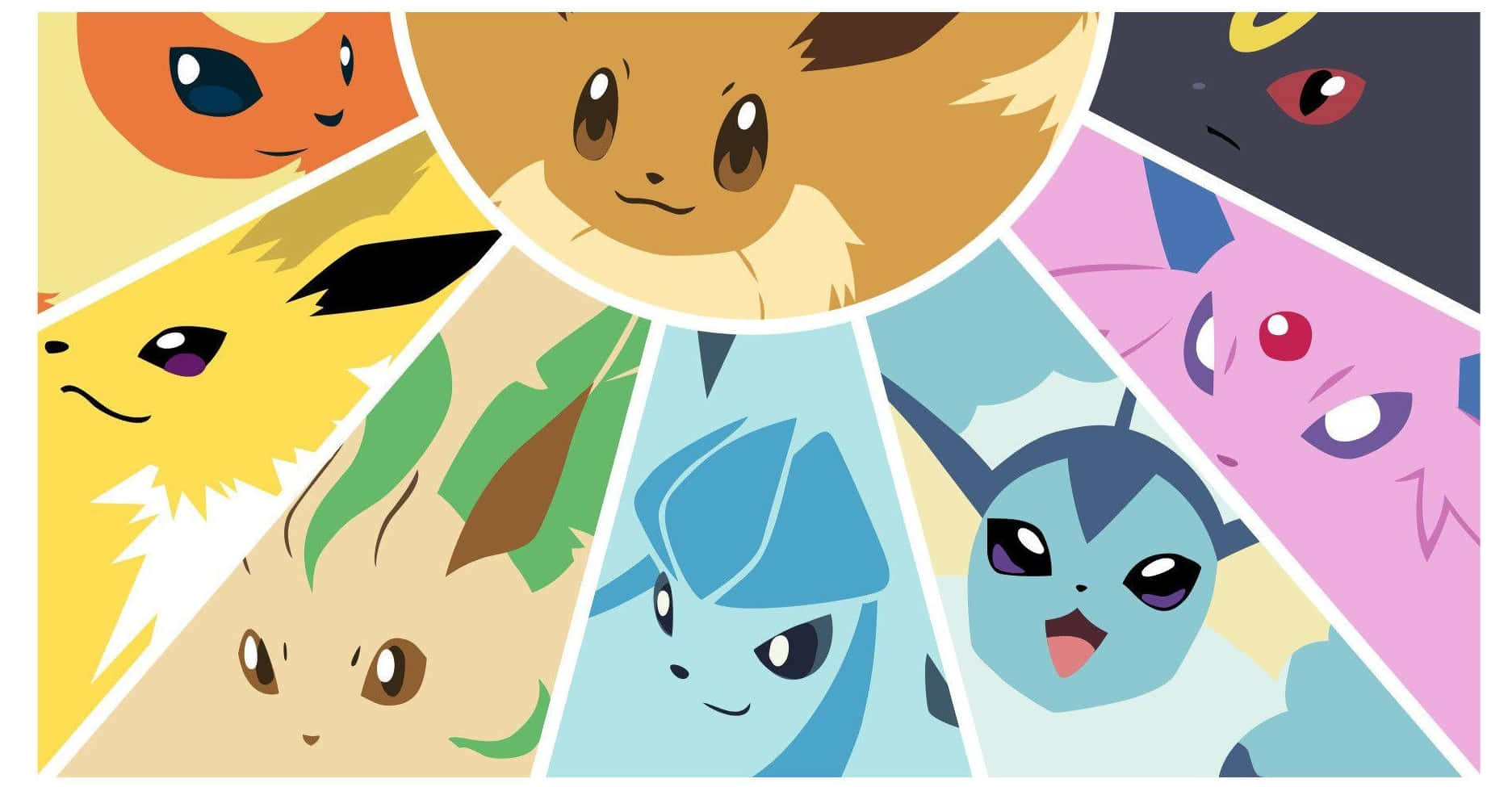 Pokémon Eevee Vector Evolutions On Rays Background