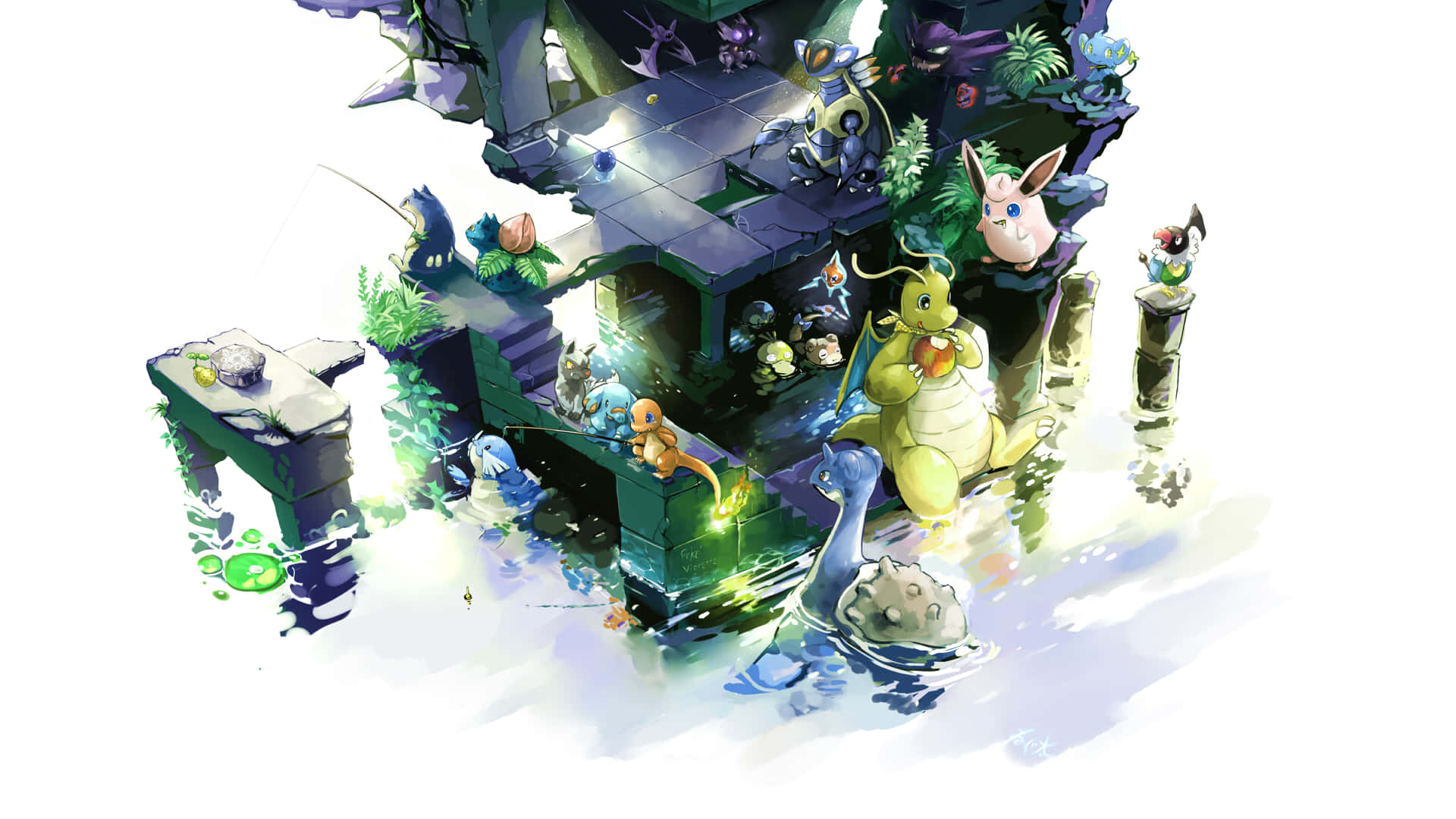 Pokemon Fantasy Island Illustration Background