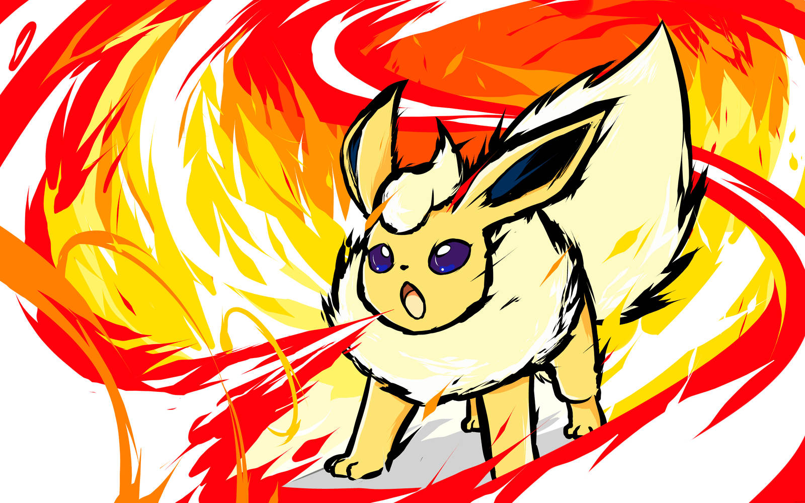 Pokemon Flareon Blowing Fire From Mouth Background