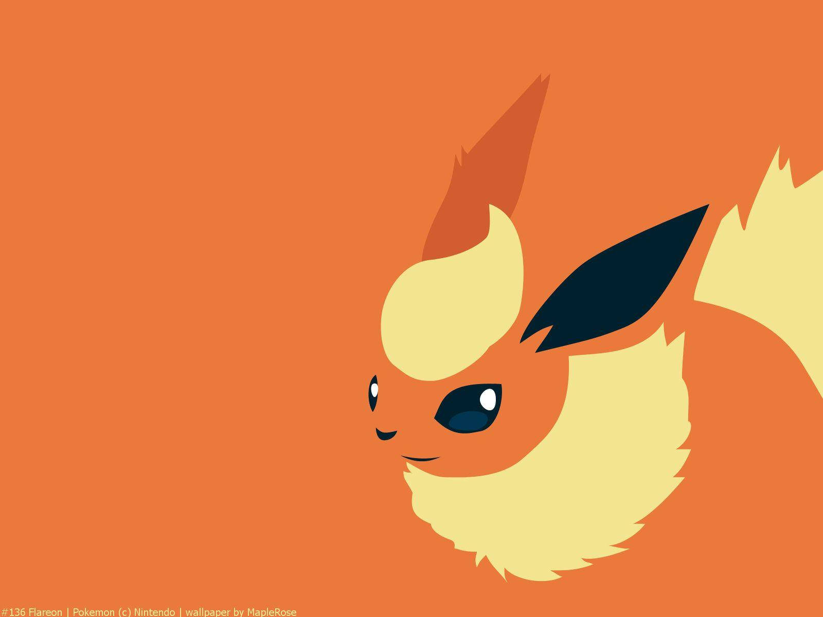 Pokemon Flareon Orange Minimalist Aesthetic Background