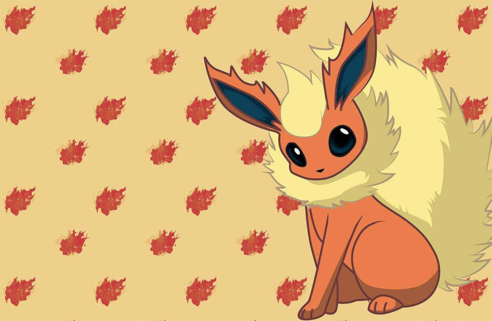 Pokemon Flareon With Patterned Background