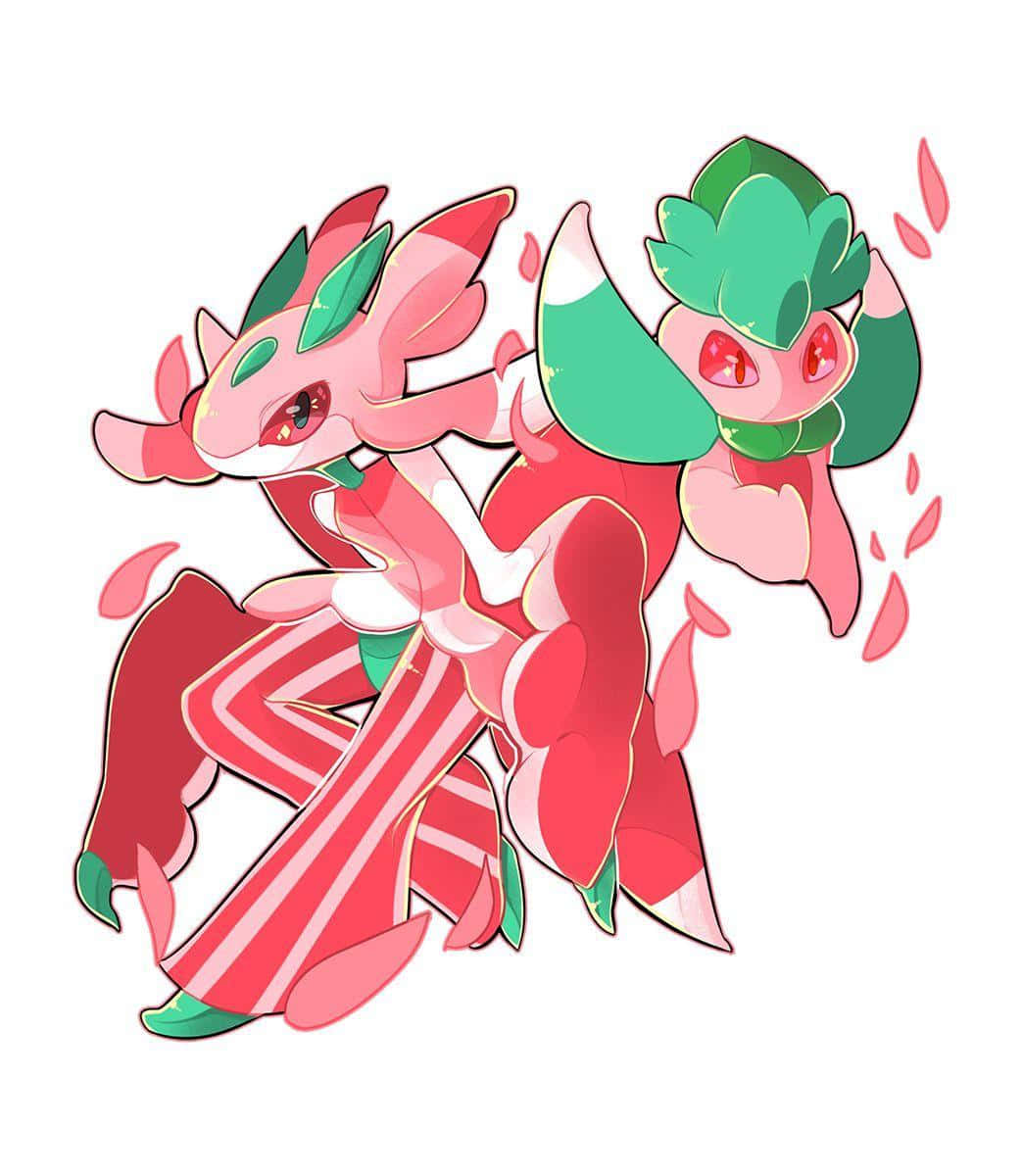 Pokémon Fomantis And Lurantis In White Background