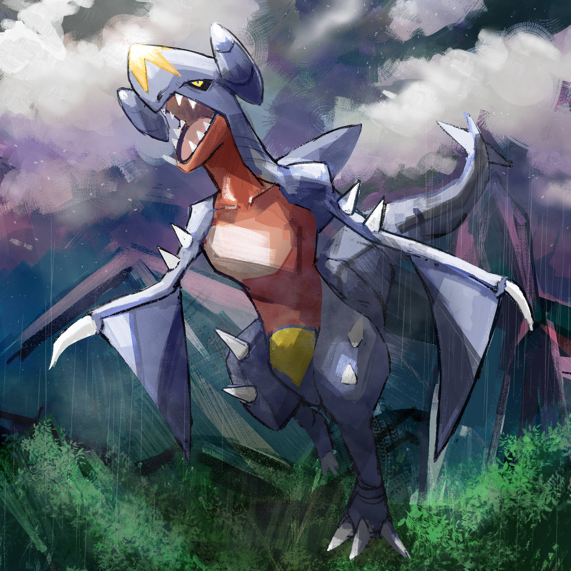 Pokémon Garchomp Painting Background
