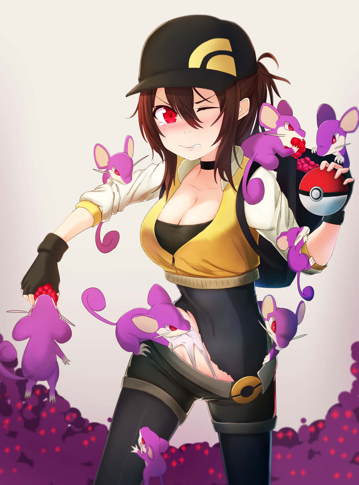 Pokémon Go Female Protagonist With Many Rattata On Her Background