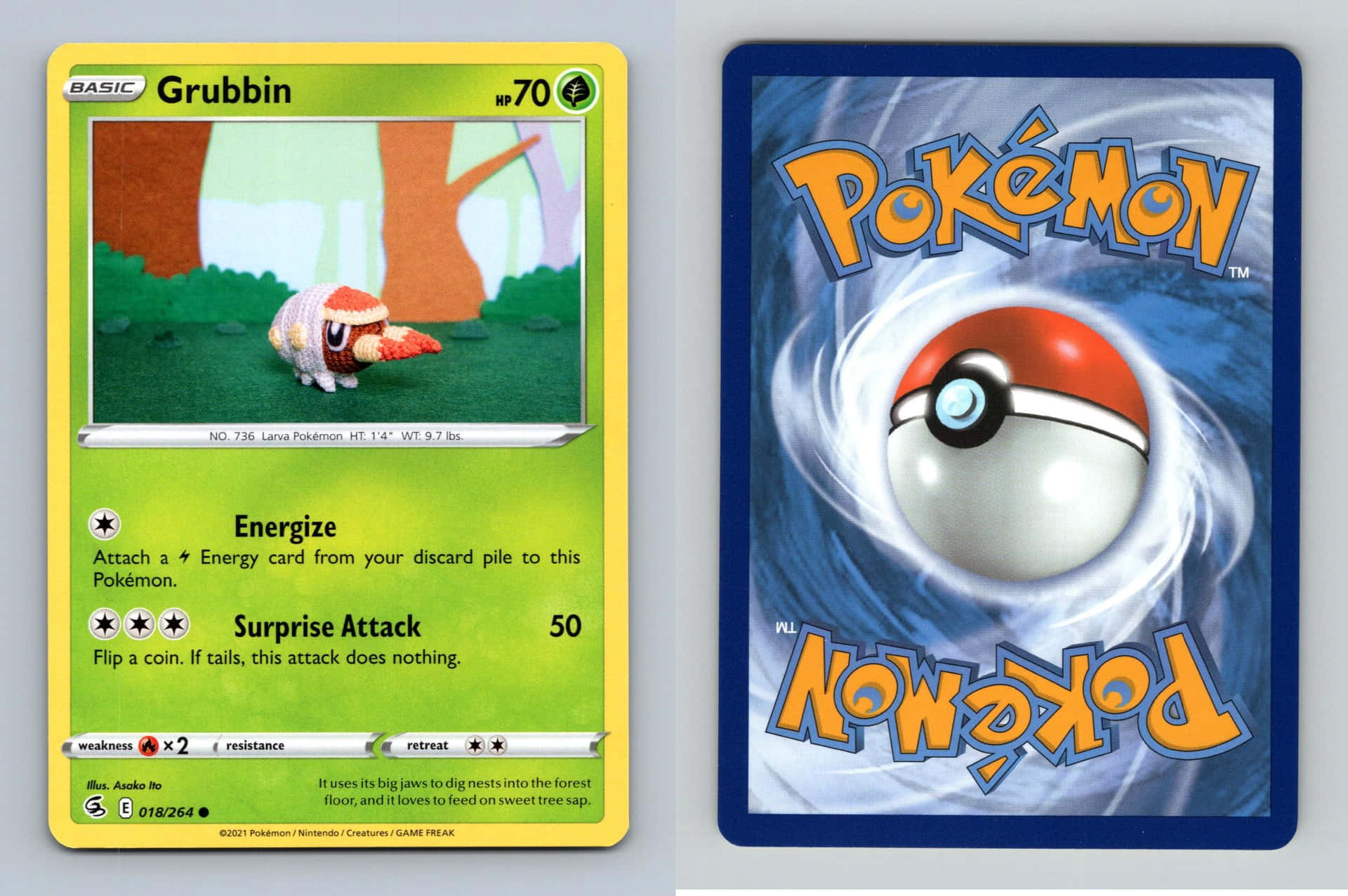 Pokemon Grubbin Card Frontand Back Background