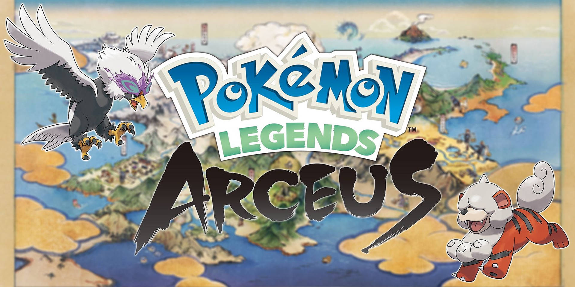 Pokemon Legends Arceus Braviary And Growlithe Background