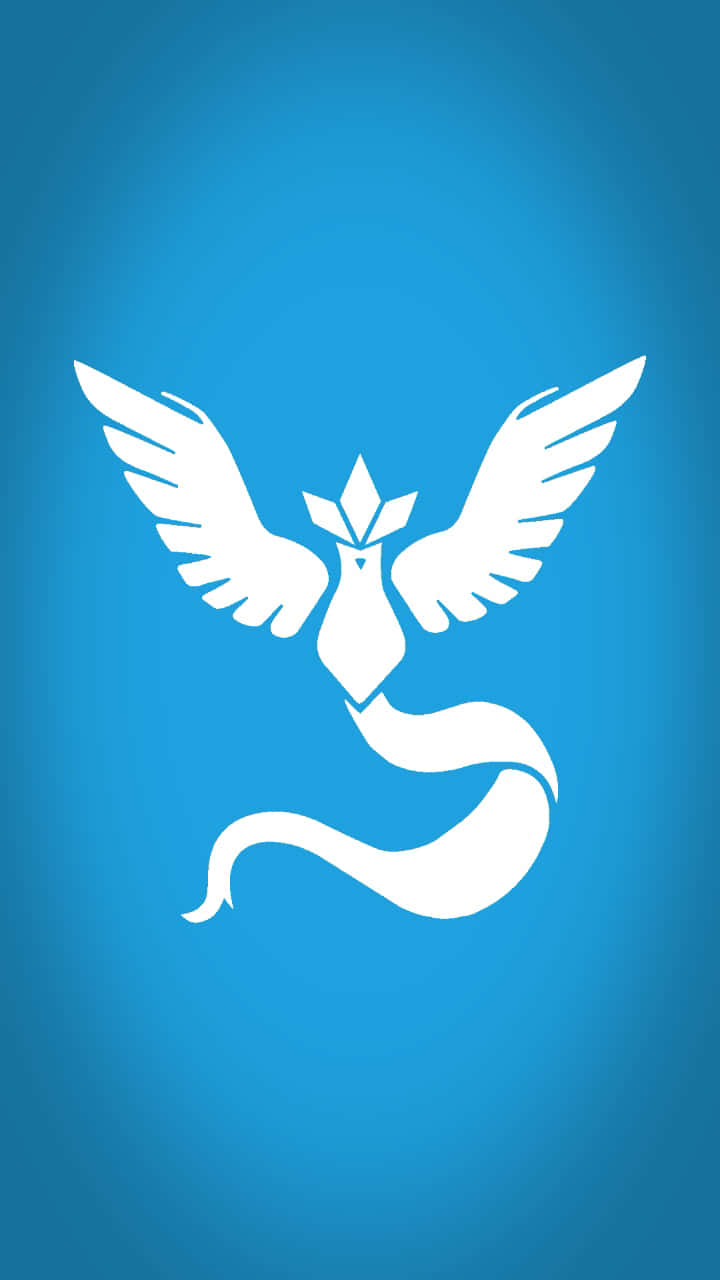 Pokemon Logo With Wings On A Blue Background