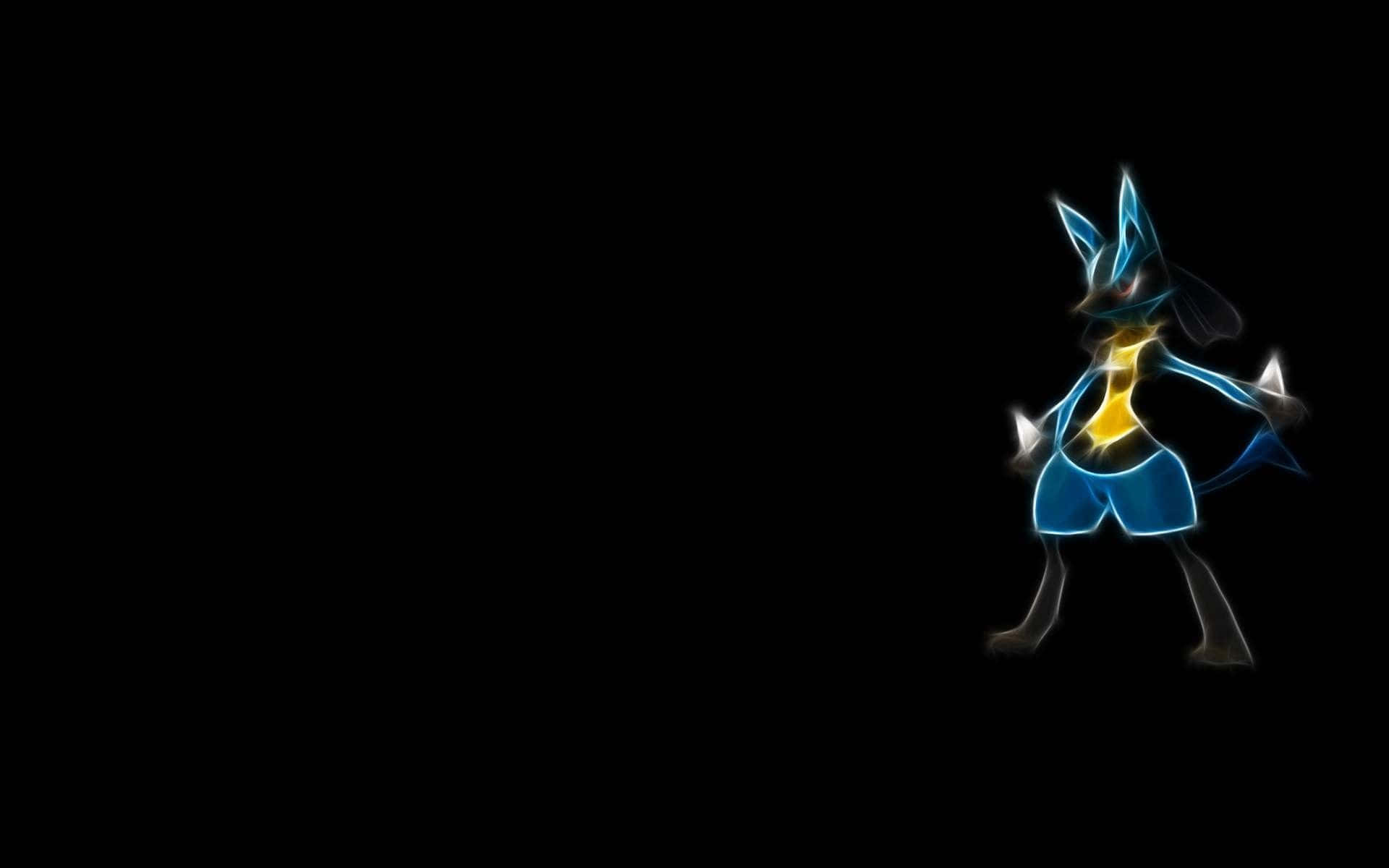Pokemon Lucario Blue Outline Against Black