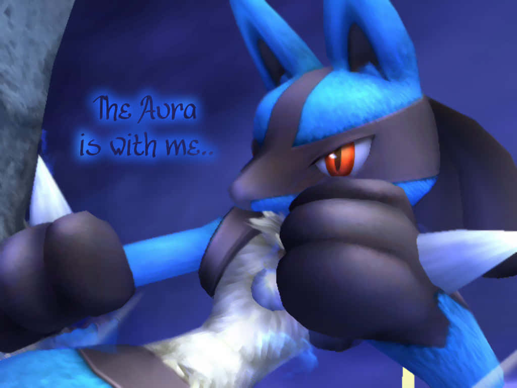 Pokemon Lucario Quote In Blue Font