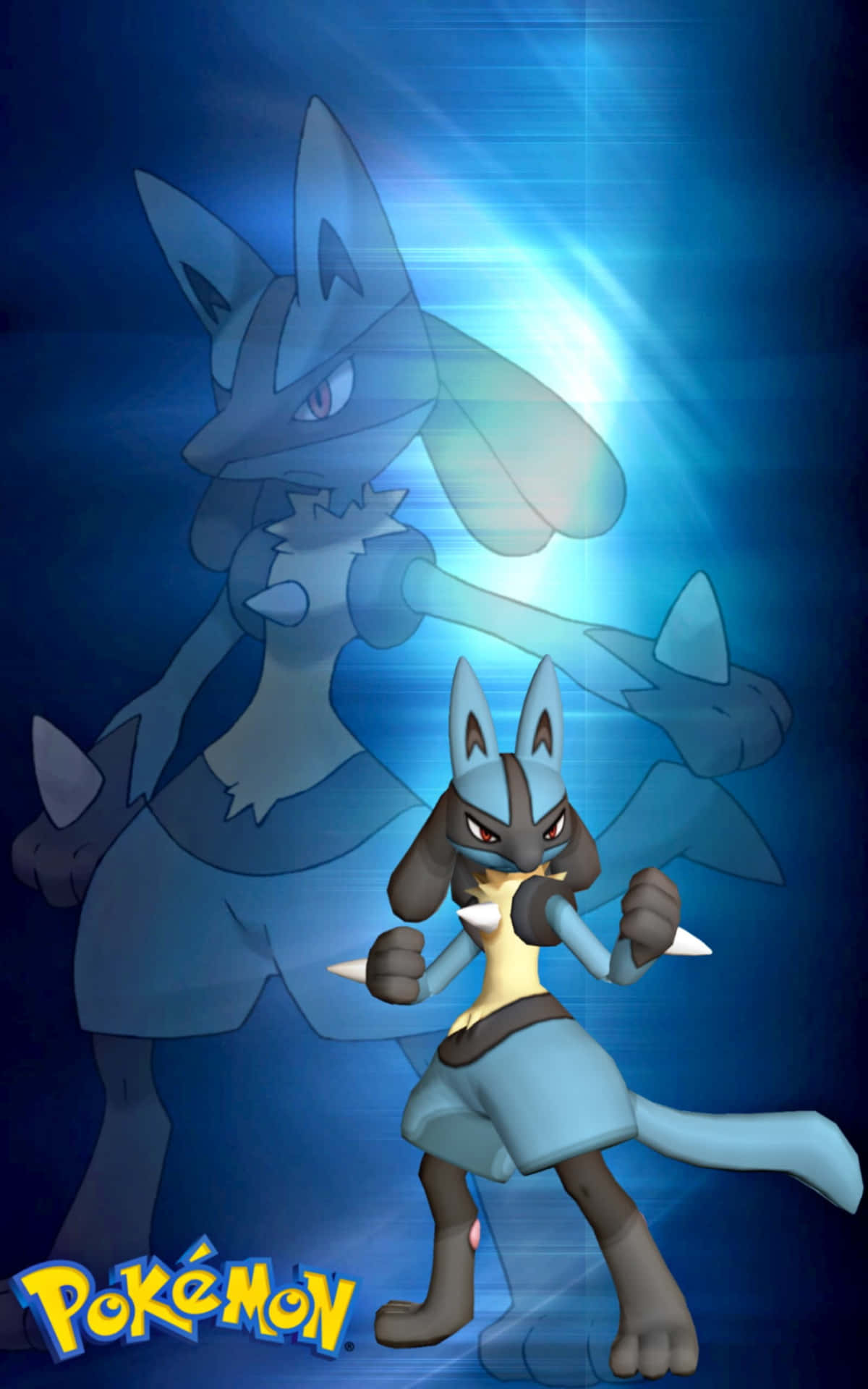 Pokemon Lucario With Silhouette Background