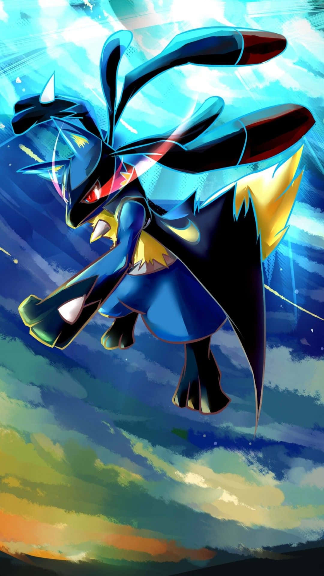 Pokemon Mega Lucario On Painted Sky