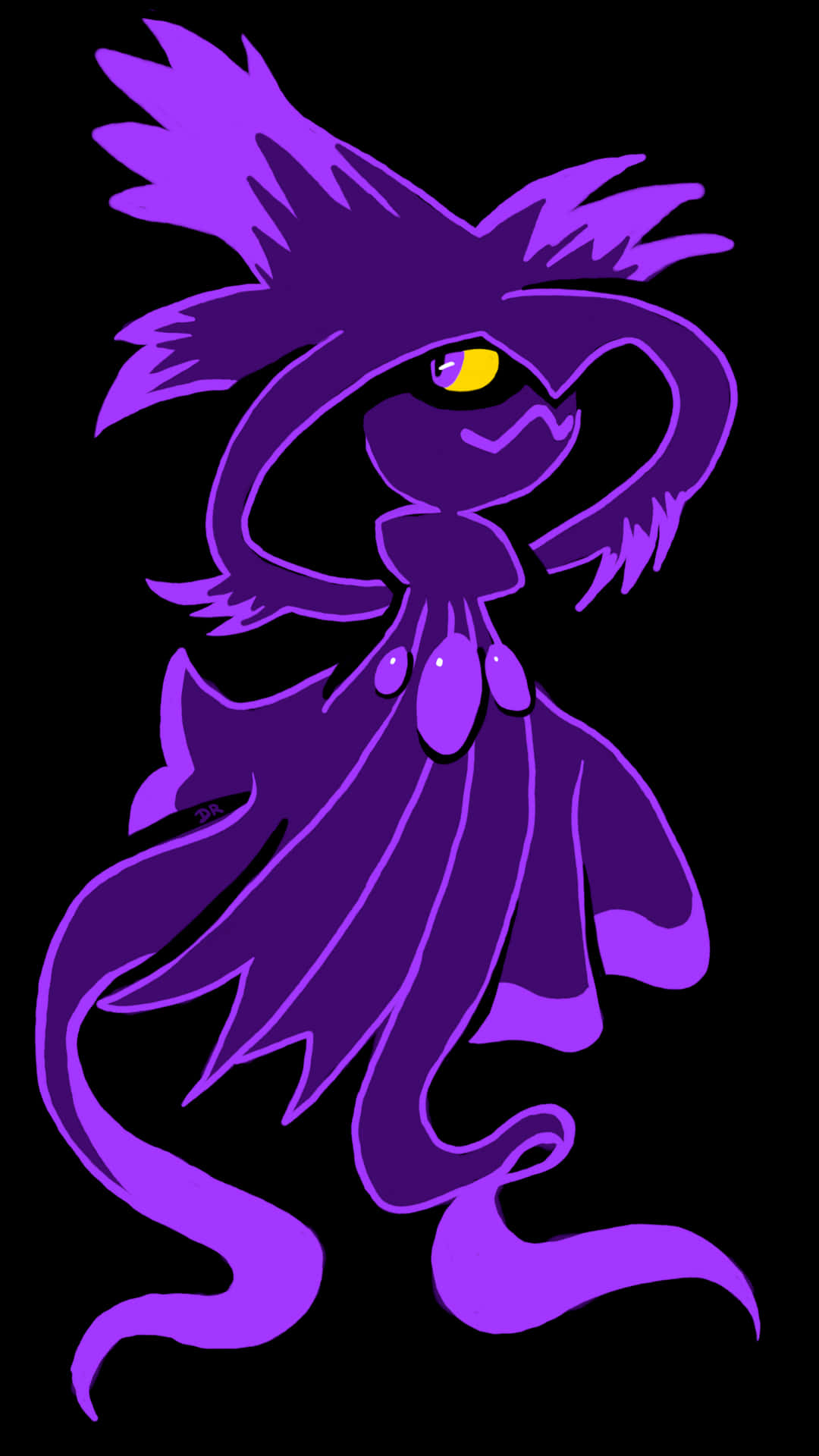 Pokémon Mismagius Drawing In Black Background