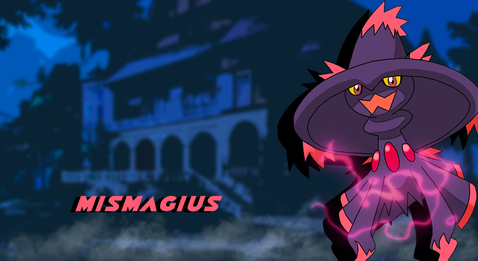 Pokémon Mismagius In Haunted House Background