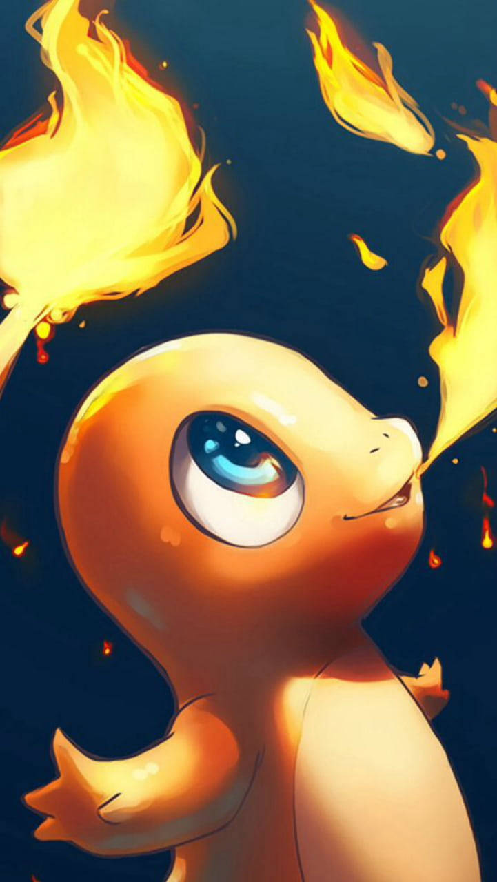 Pokemon Phone Charmander Breathing Fire Background