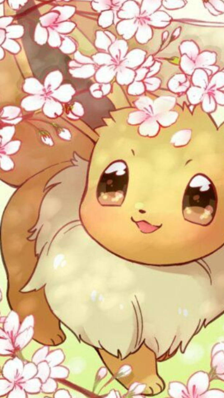 Pokemon Phone Eevee Flowers Background