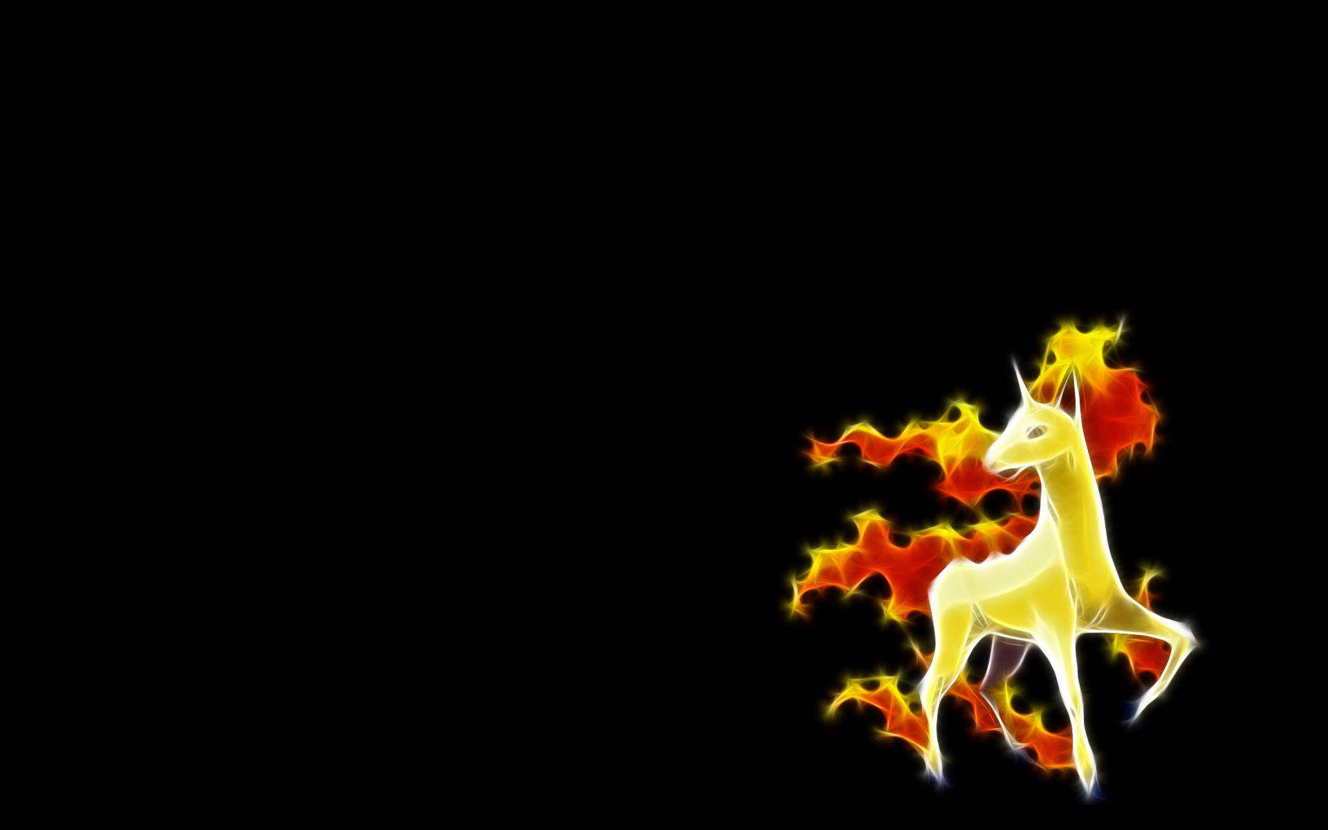 Pokémon Ponyta In Solid Black Background