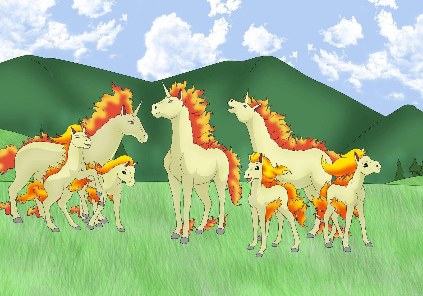 Pokémon Ponytas And Rapidash Background