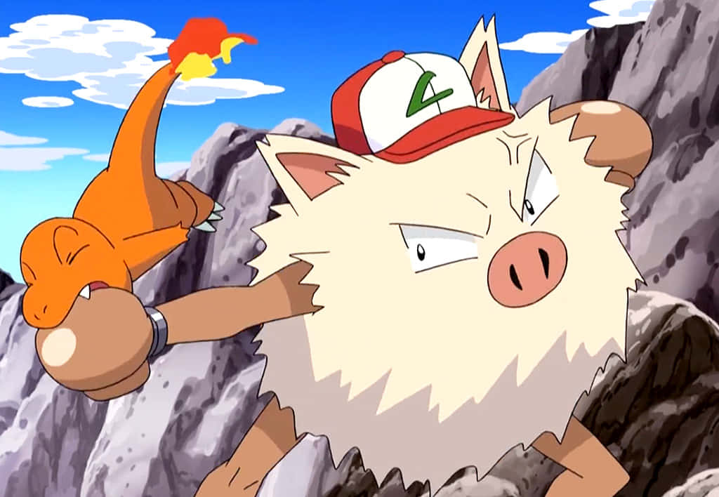 Pokemon Primeape Fighting Charmander Background