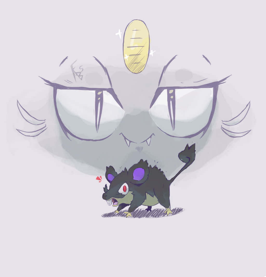 Pokémon Rattata And Meowth In The Background Background