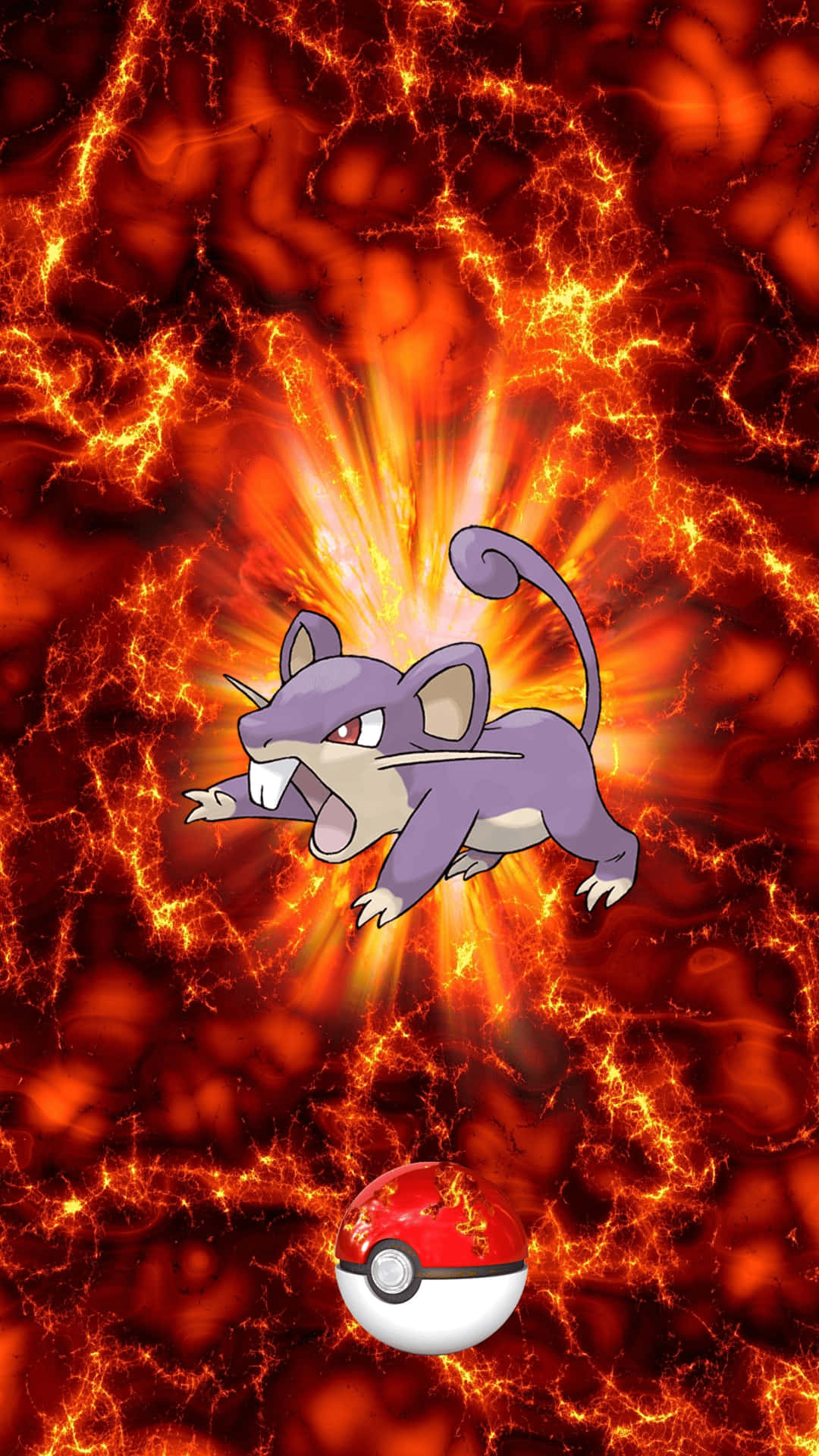Pokemon Rattata On A Fiery Red Background