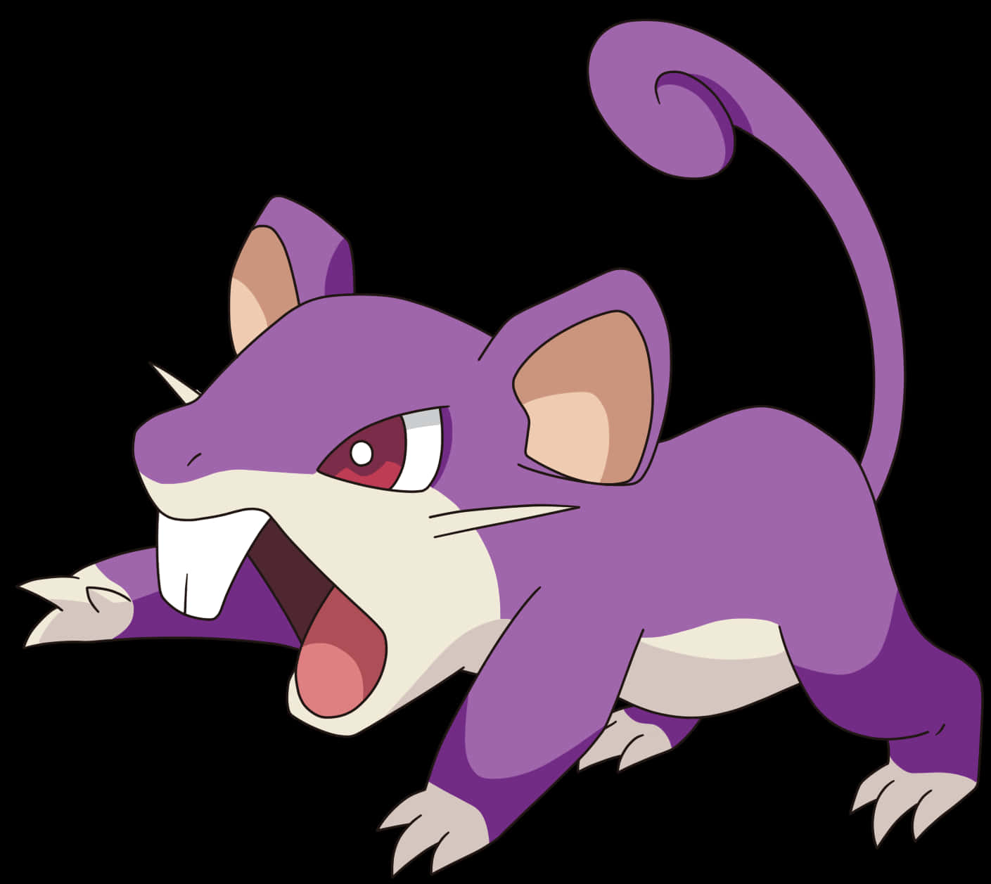 Pokemon Rattata With Purple Fur On A White Background Background