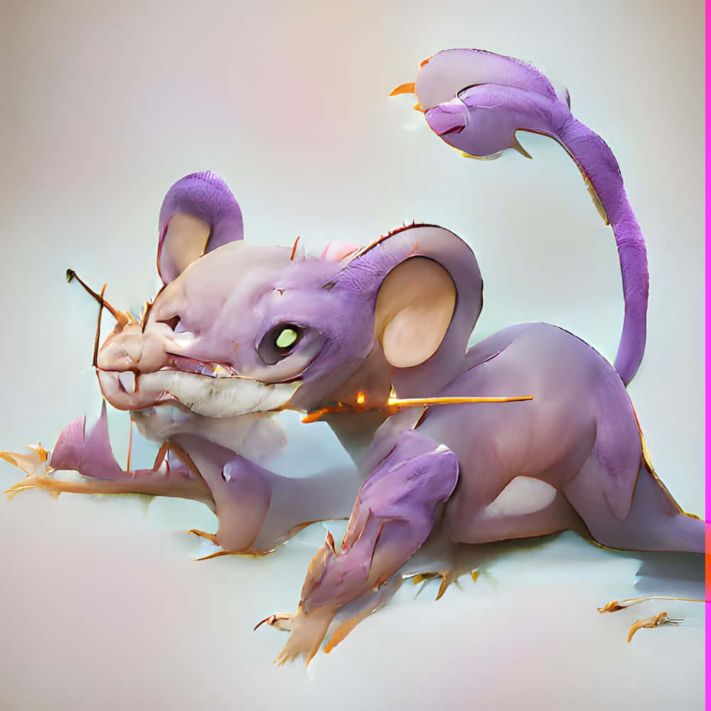 Pokémon Rattata Wounded With Wood Pierced On Its Face