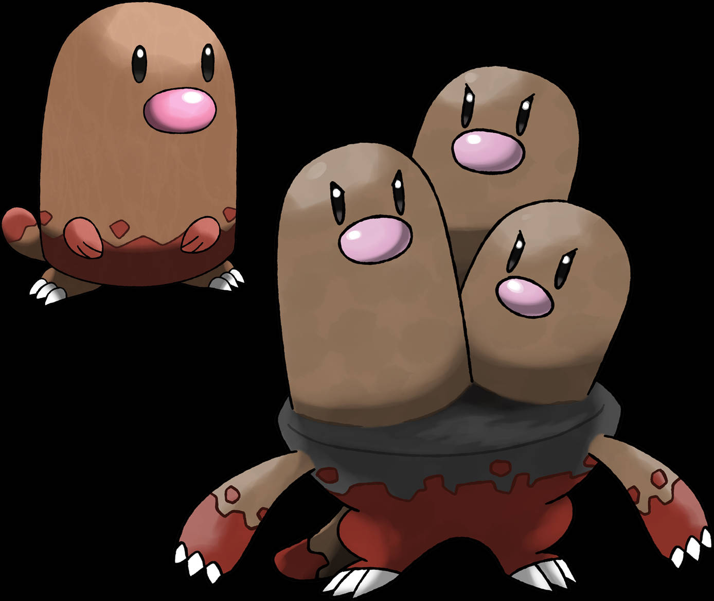 Pokémon's Diglett And Dugtrio White Background Background