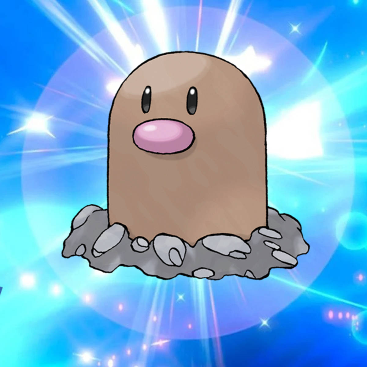 Pokémon's Diglett On Glowing Blue Background