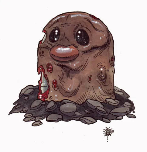 Pokémon's Zombie Diglett With Sad Face