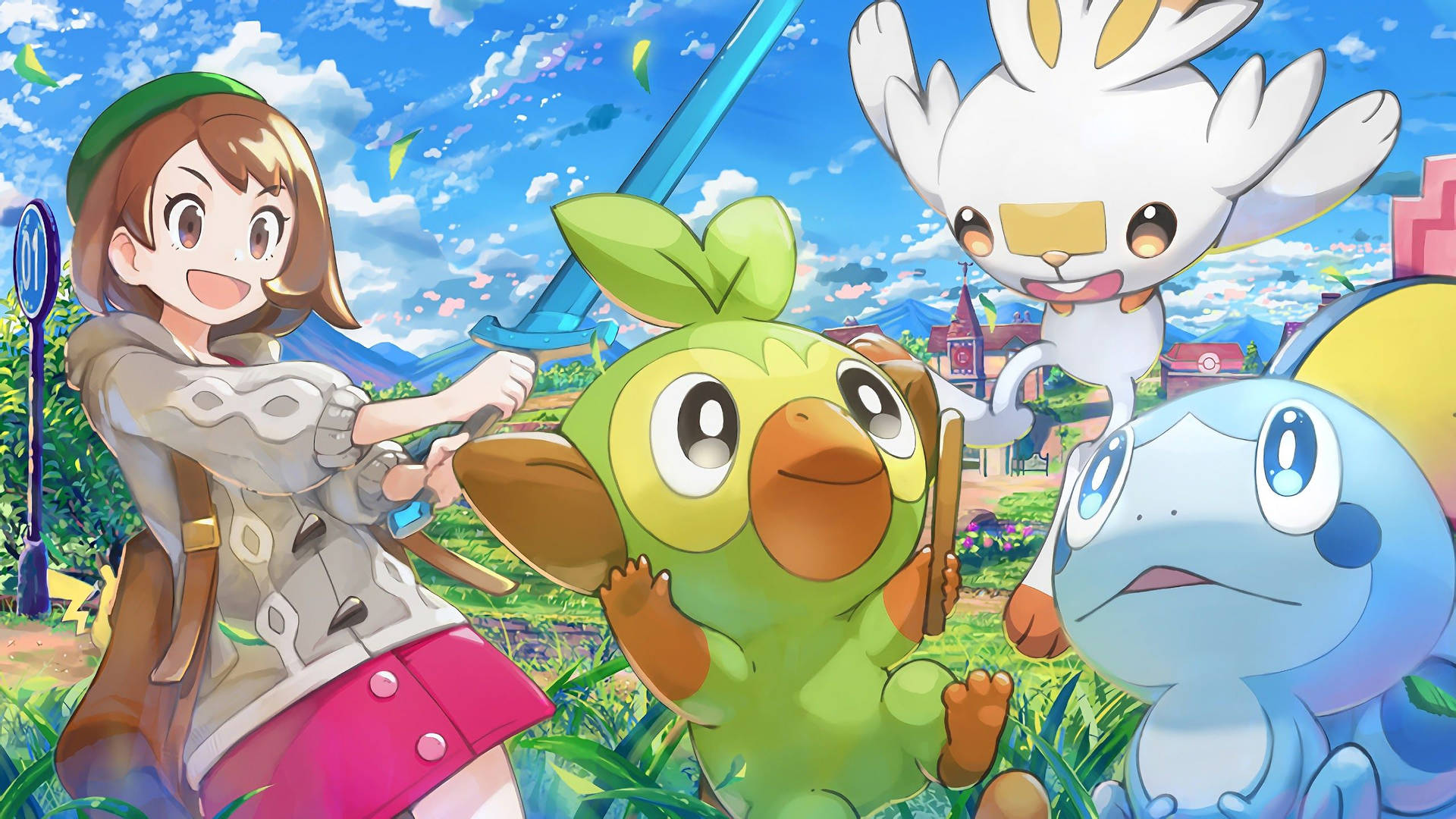 Pokemon Sword And Shield Gloria Starter Pokémon Background
