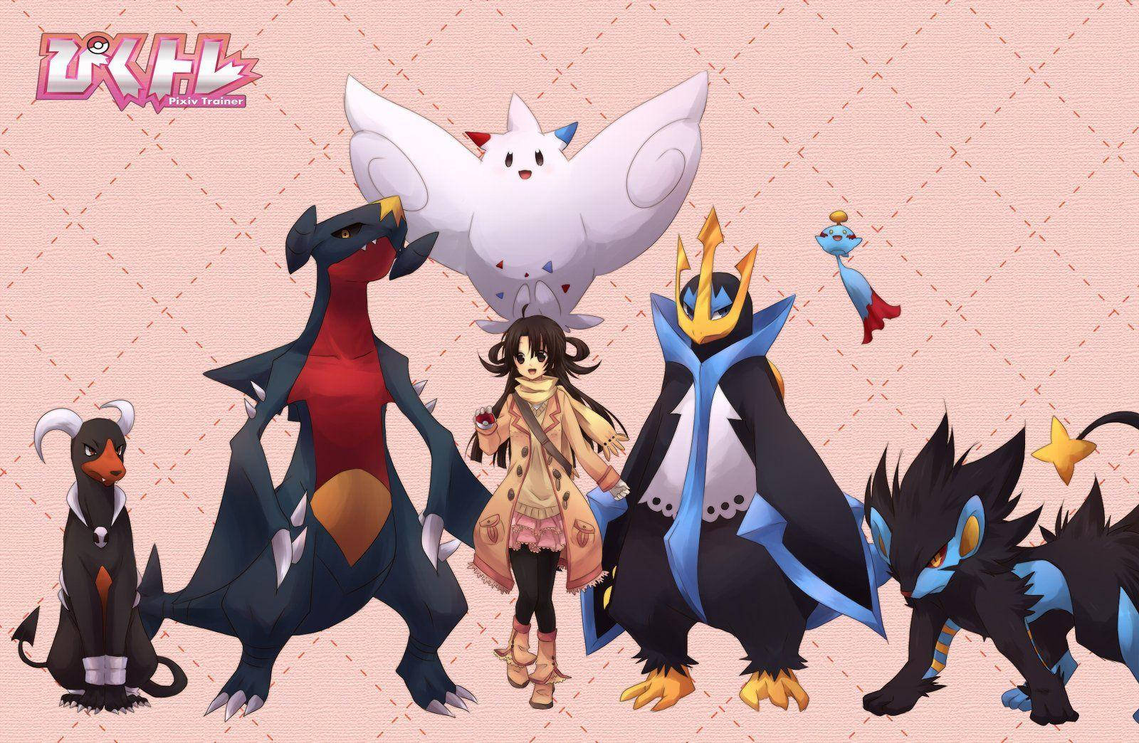 Pokemon Team With Houndoom And Luxray Background