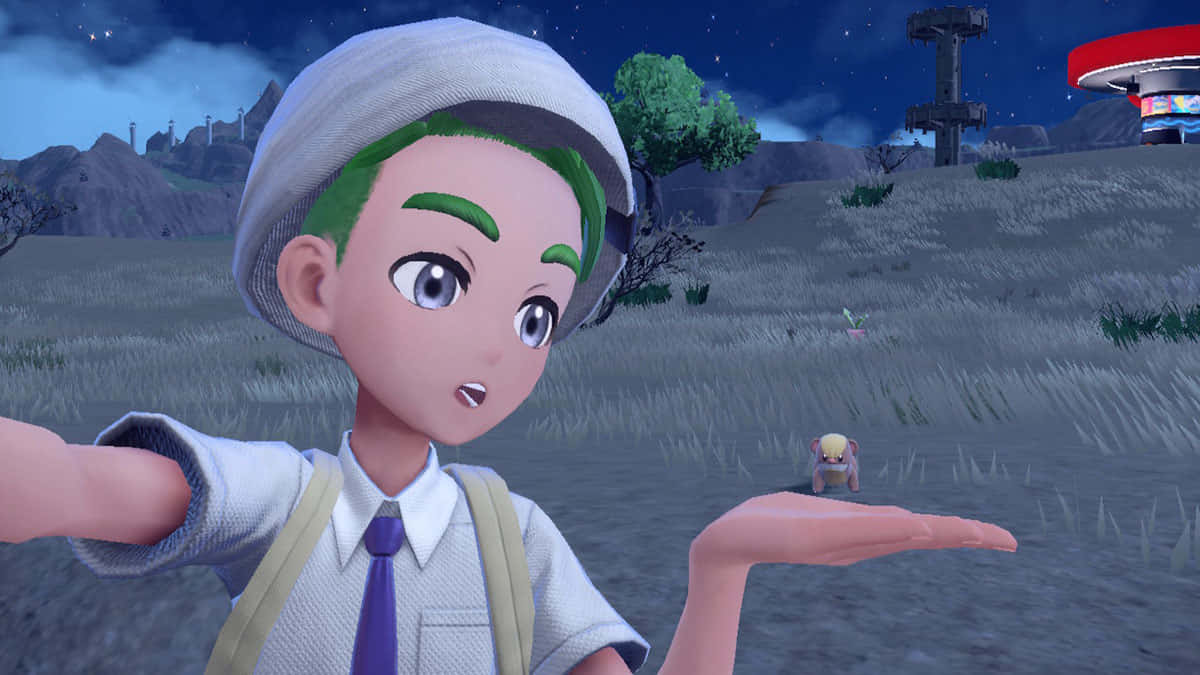 Pokémon Trainer And Wild Yungoos Background