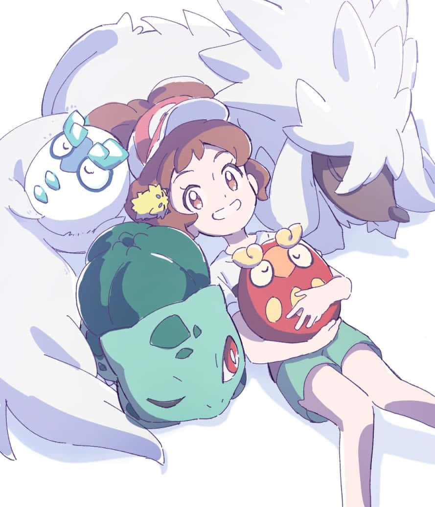 Pokemon Trainerand Friends Artwork Background