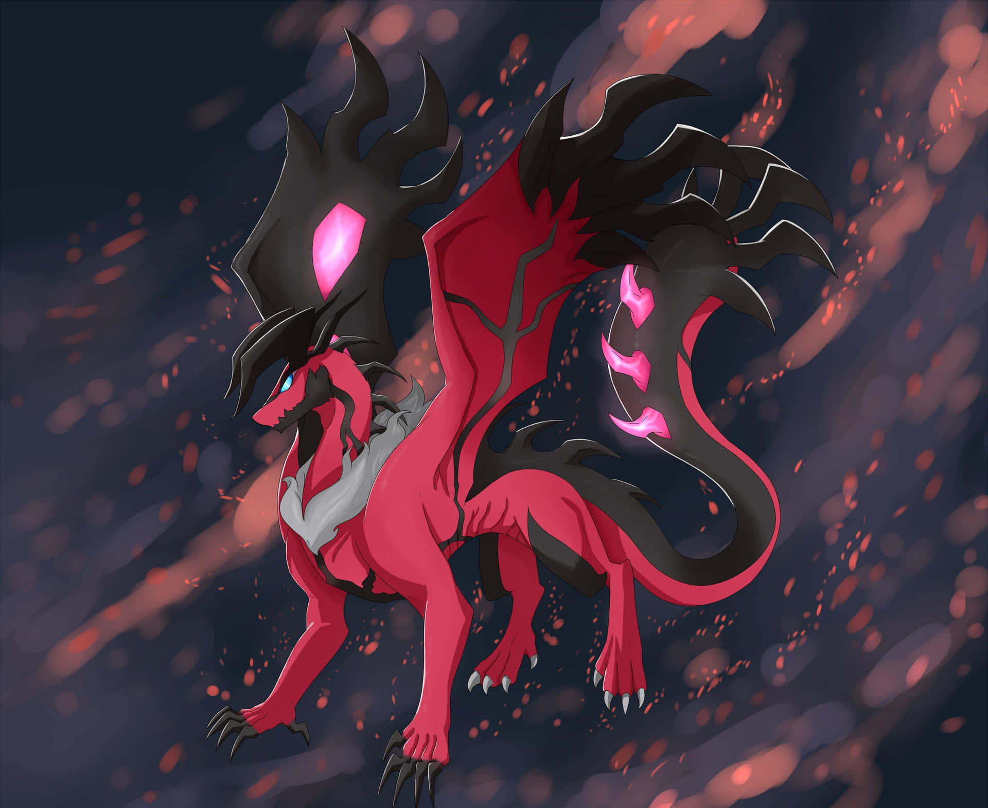 Pokemon Yveltal With Abstract Background Background
