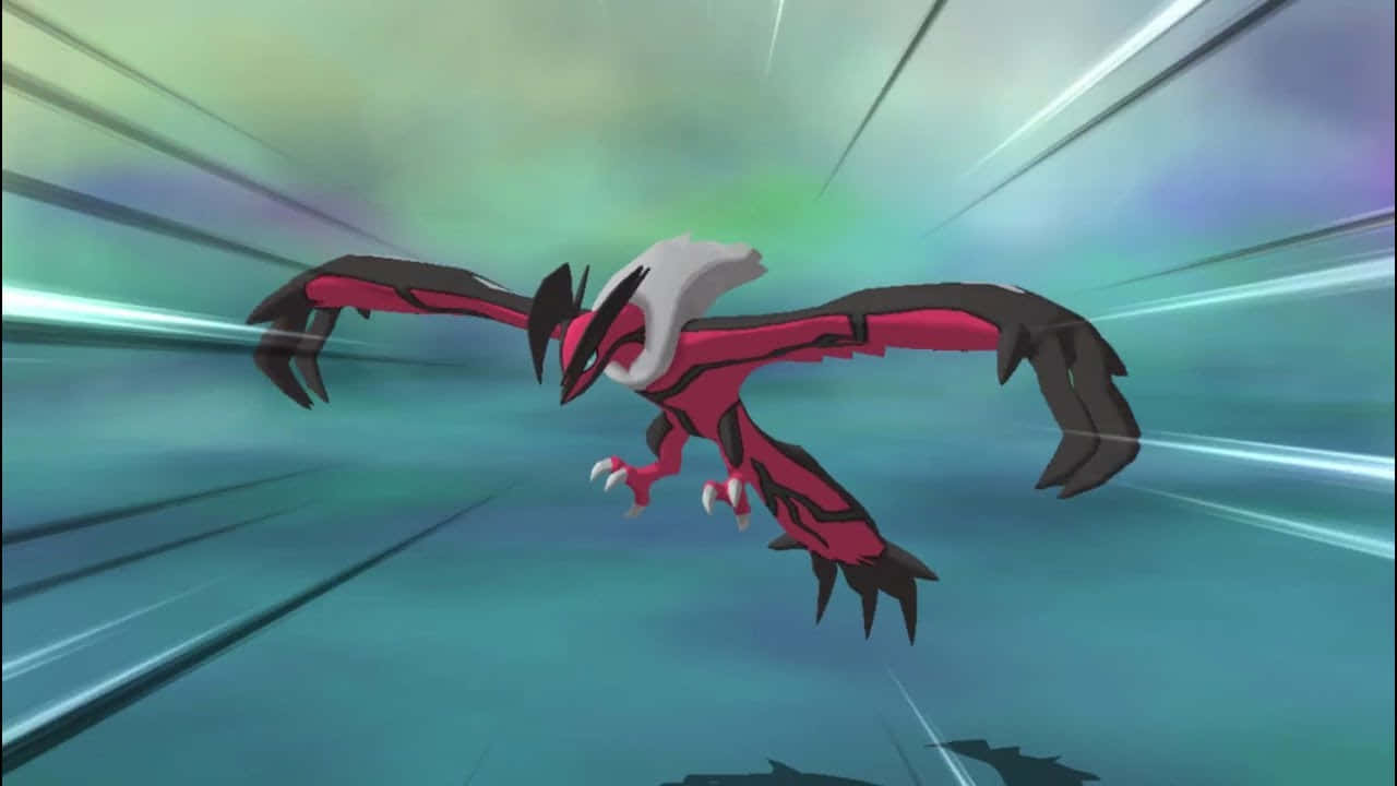 Pokemon Yveltal With Blue-green Background Background