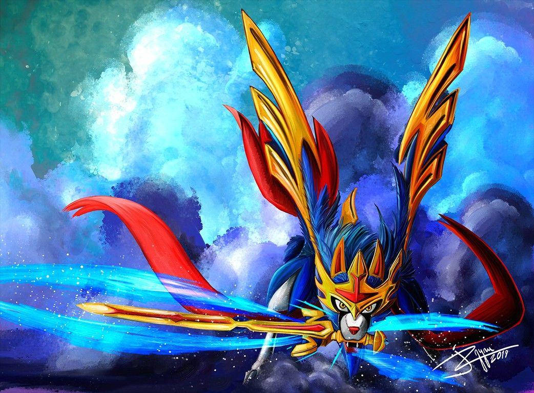 Pokemon Zacian Cloudy Blue Sky Background