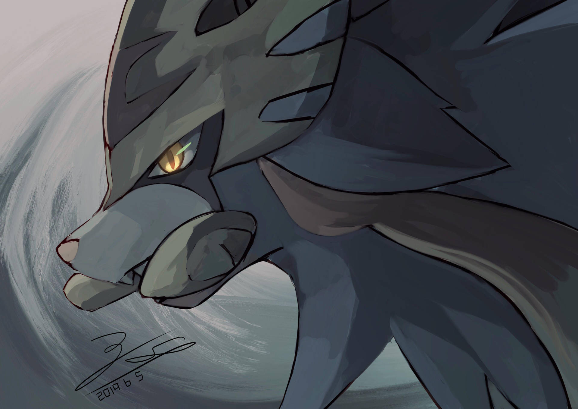 Pokemon Zacian Gray-colored Fan Art