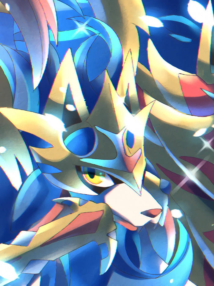 Pokemon Zacian Sparkling Face Close-up Background