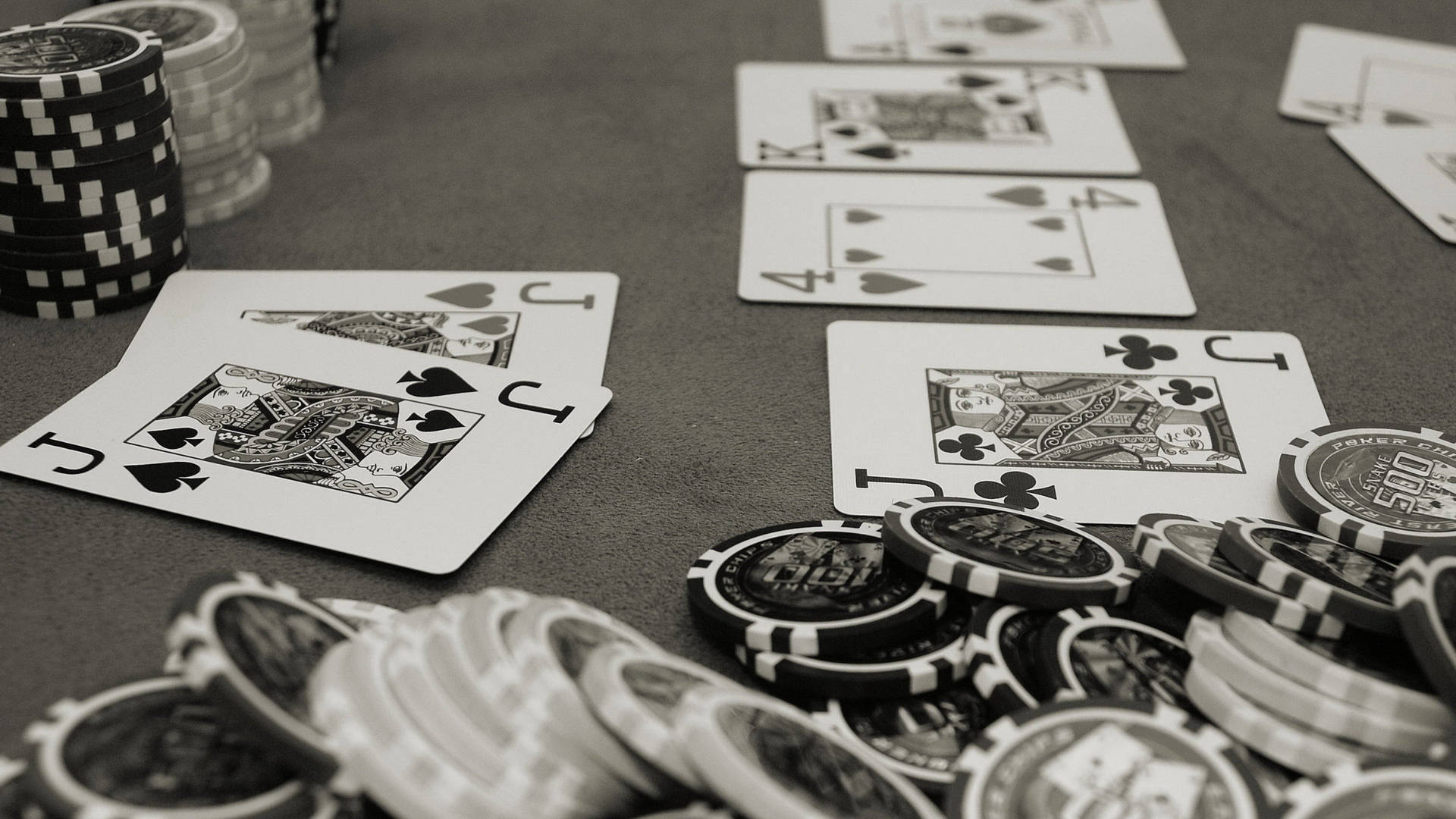 Poker Table In Black And White Background