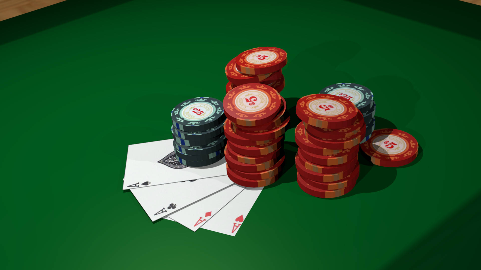 Poker Table With Casino Cheques Background