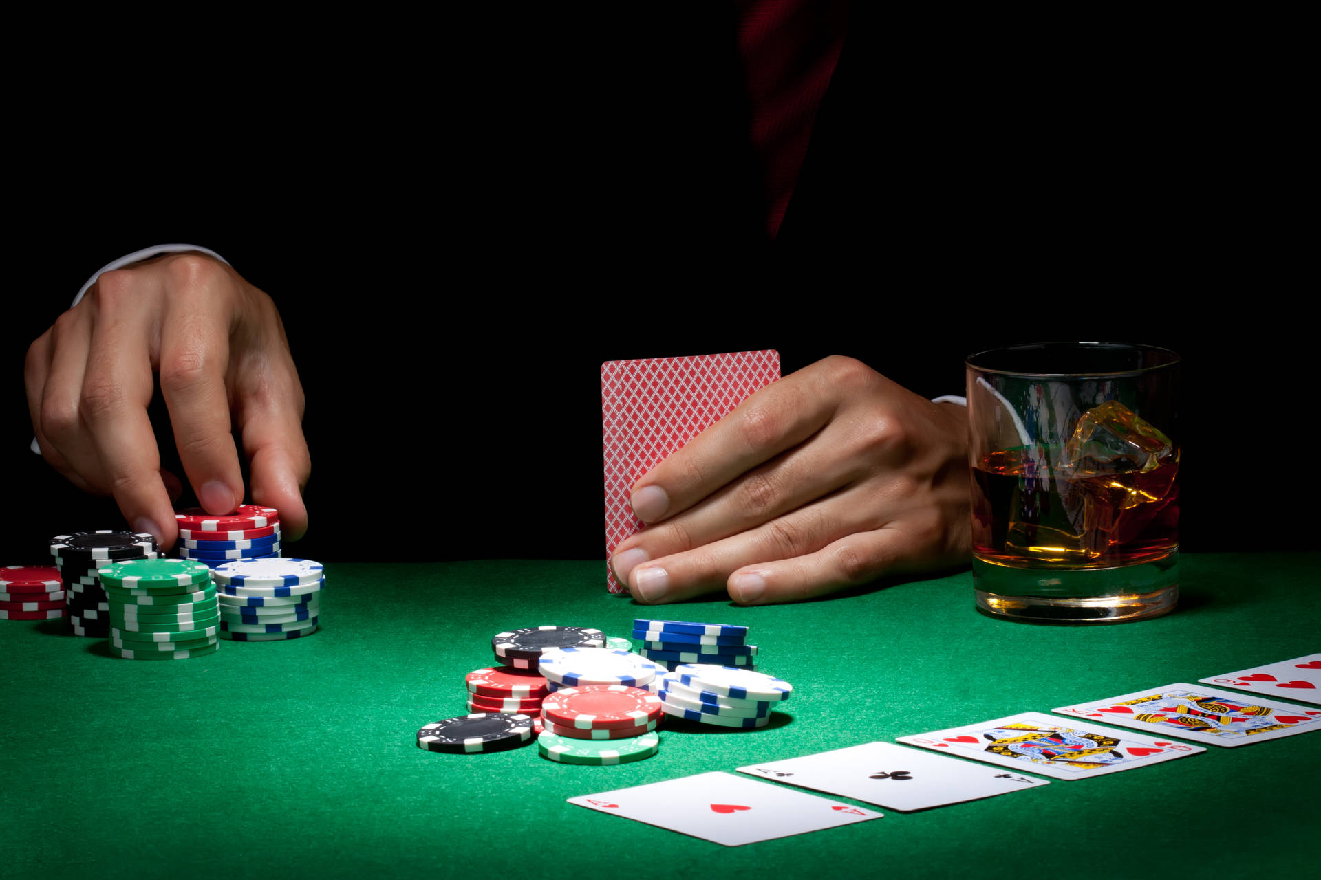 Poker Table With Liquor Background