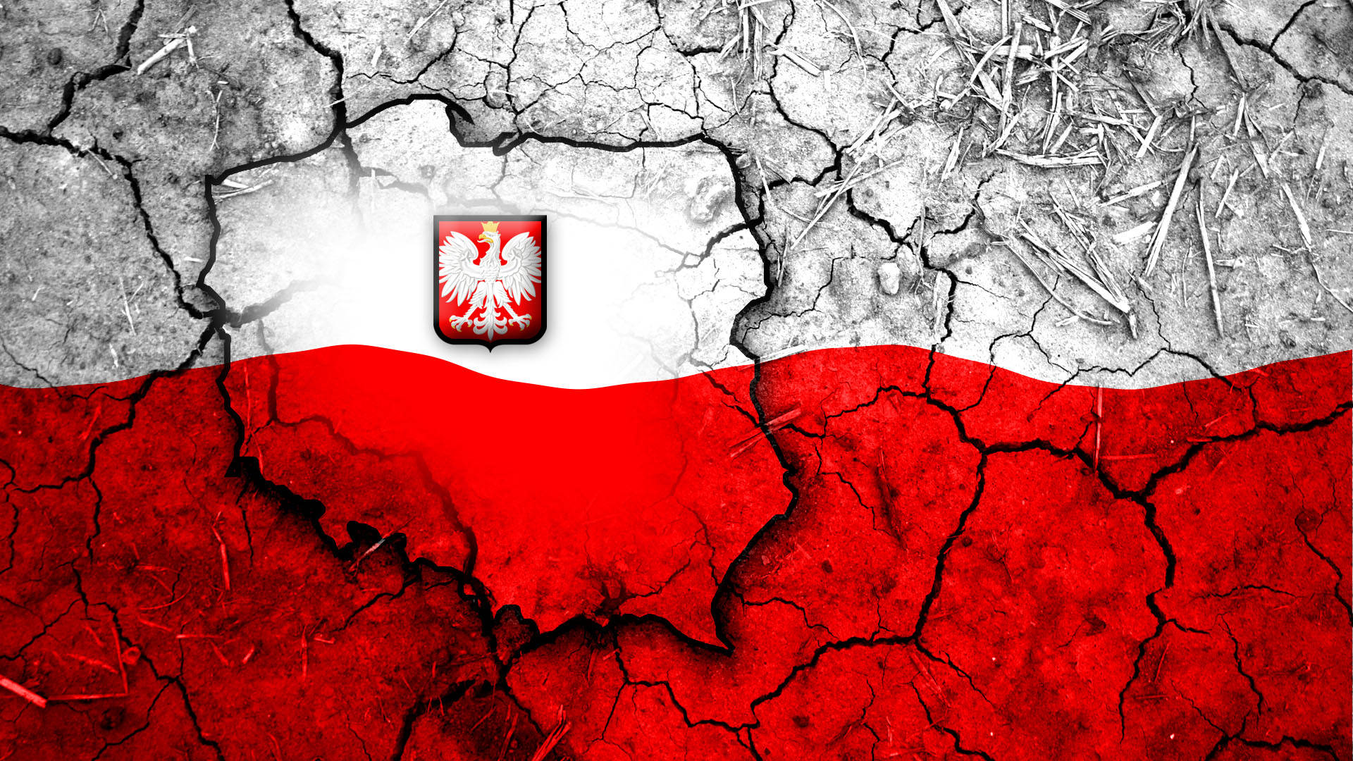 Poland Flag Cracked Background