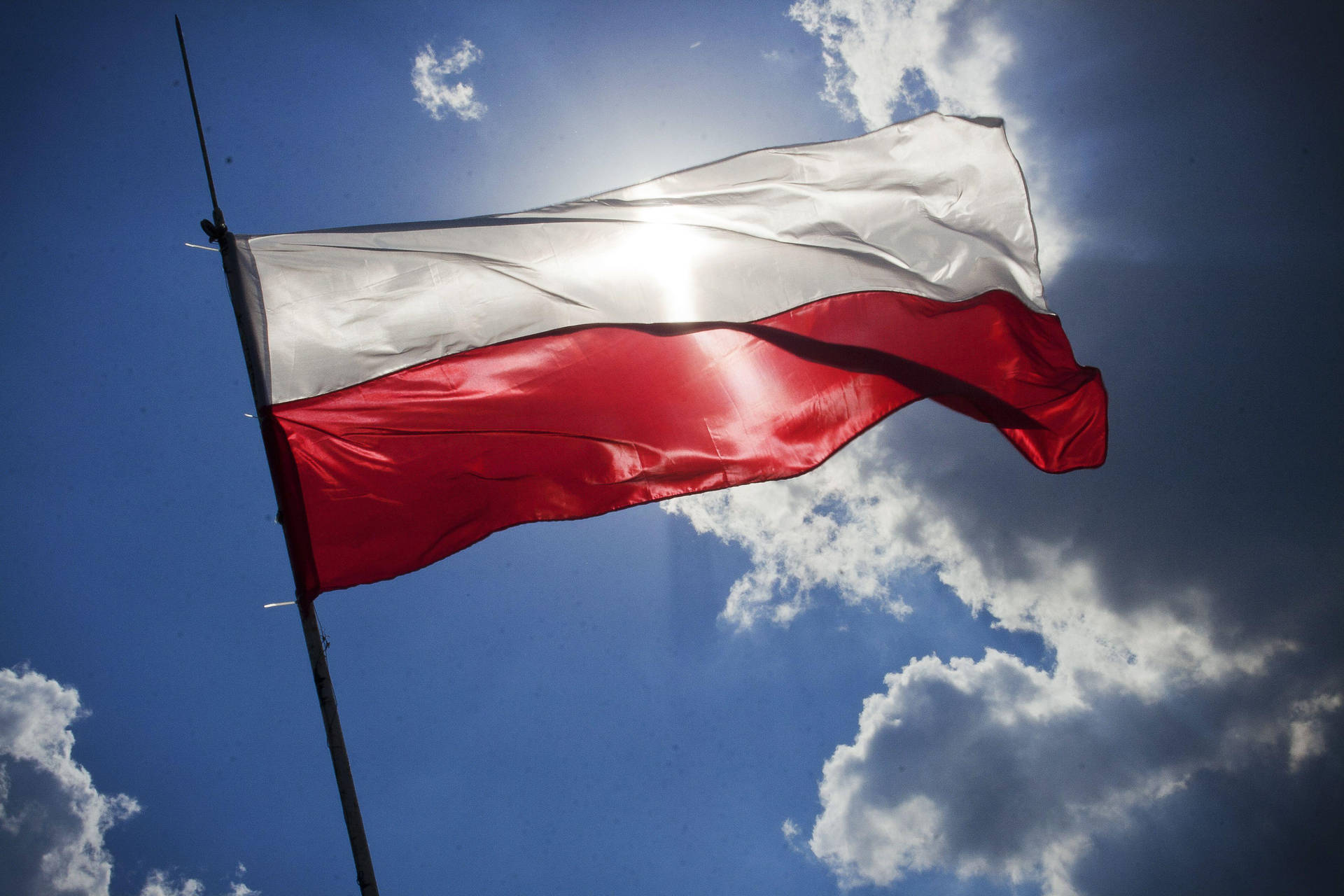 Poland Flag Daylight Background
