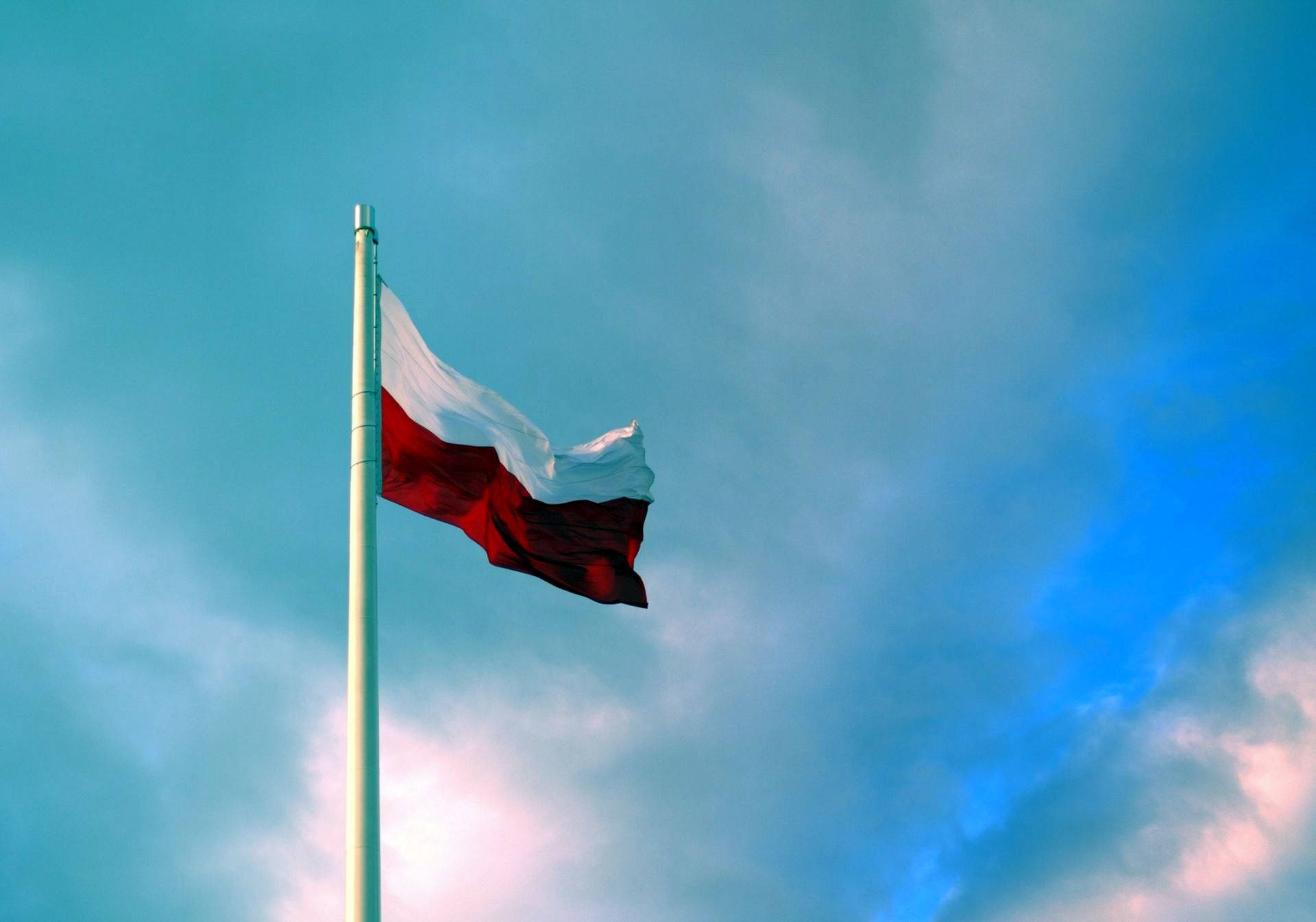 Poland Flag Sky Background