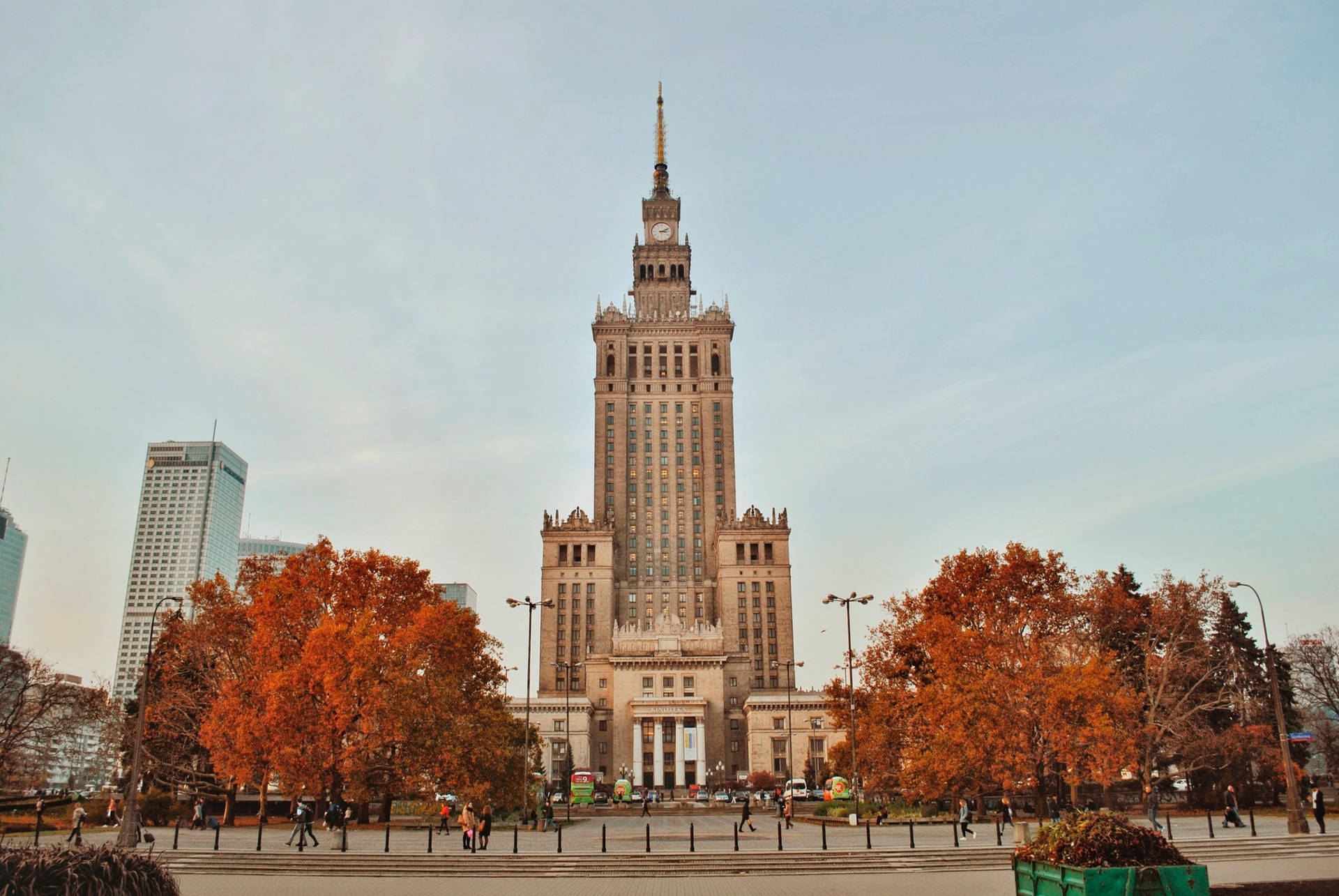 Poland Palace Of Culture Autumn Background