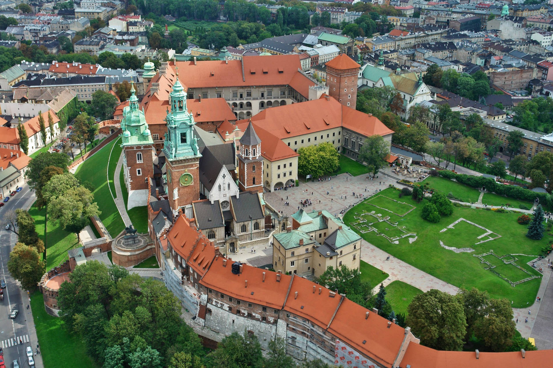 Poland's Wawel Castle Drone Background