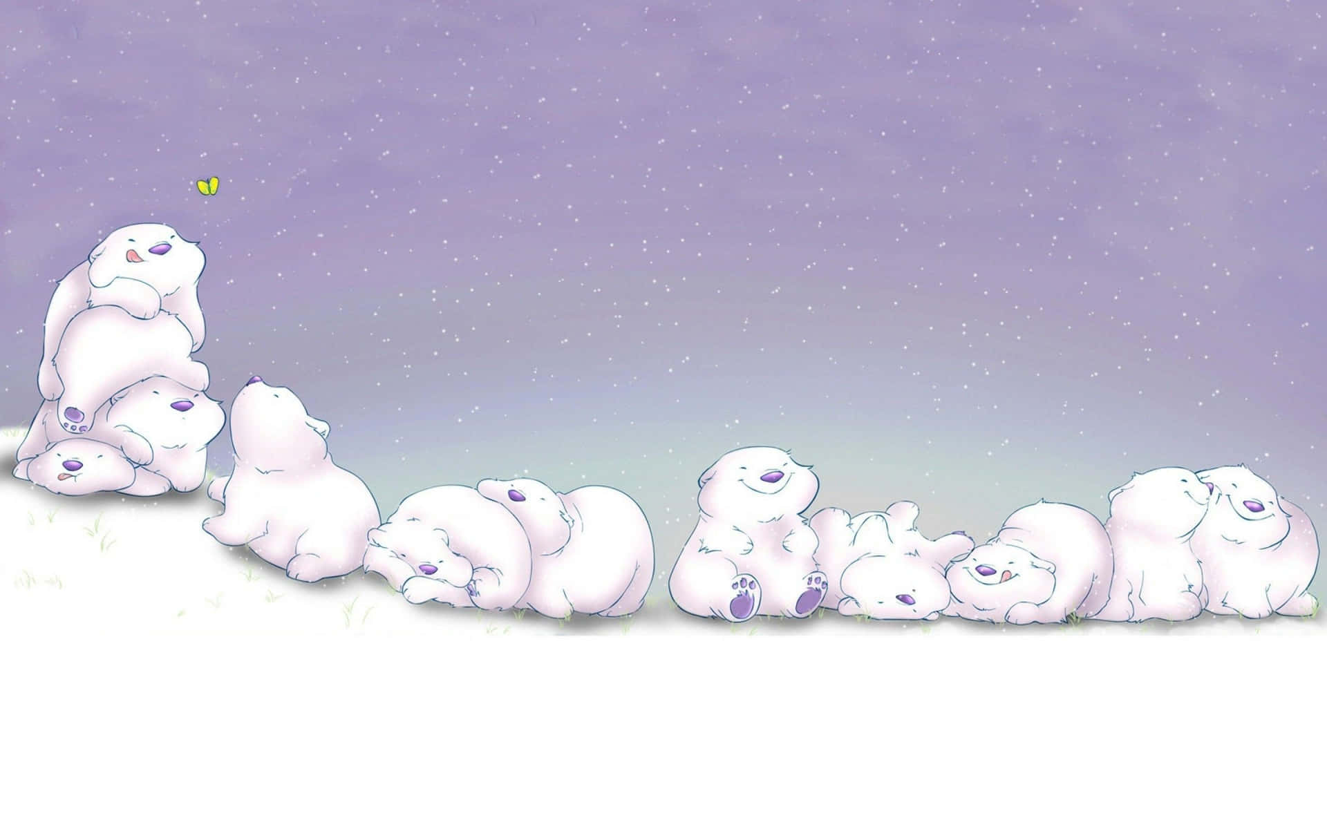 Polar Bear Family Cute Art Background