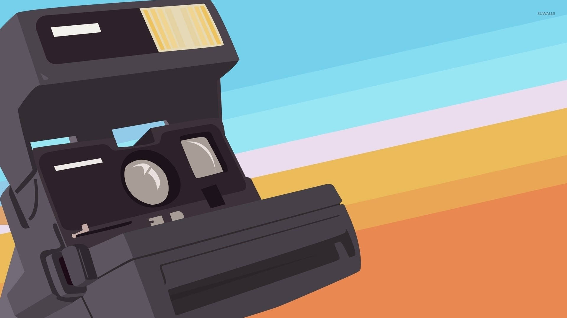 Polaroid Camera Rainbow Vector Art Background